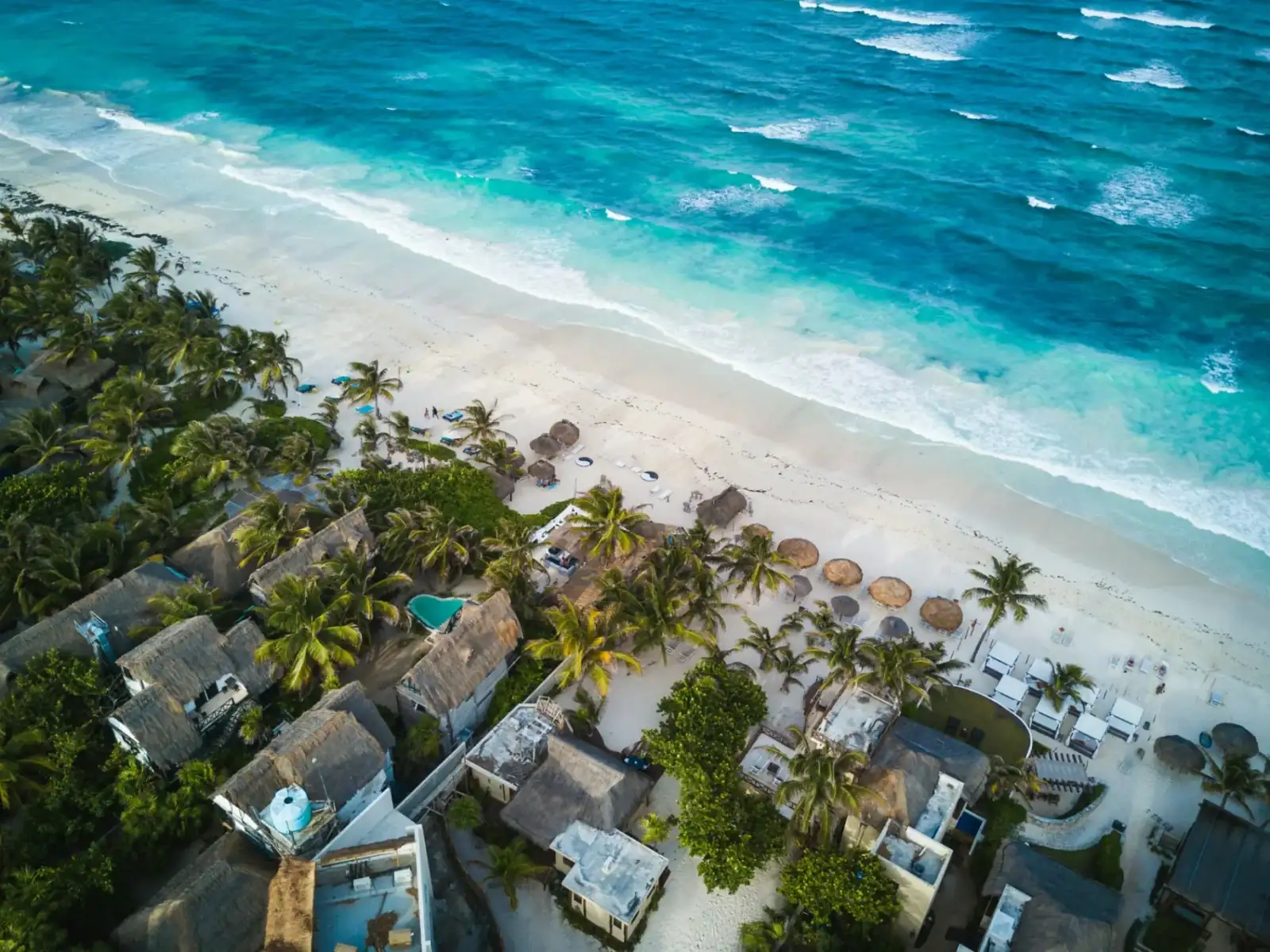 Aerial view of the Tulum coastline