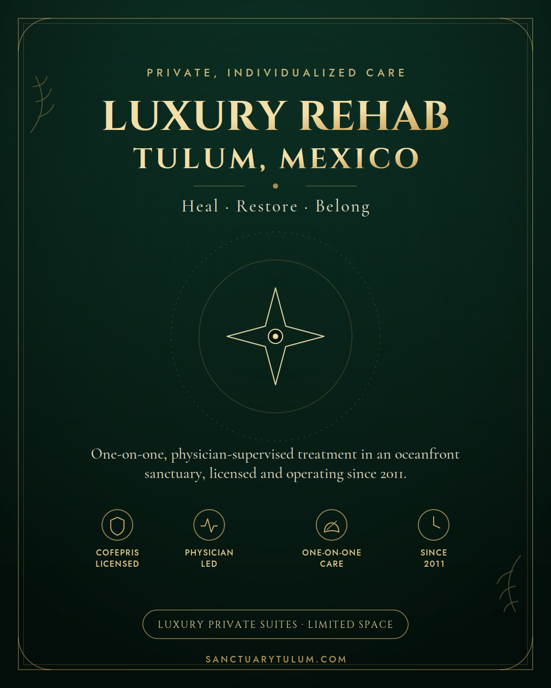 Luxury rehab program overview — integrated modalities, one-on-one care, and physician-supervised recovery