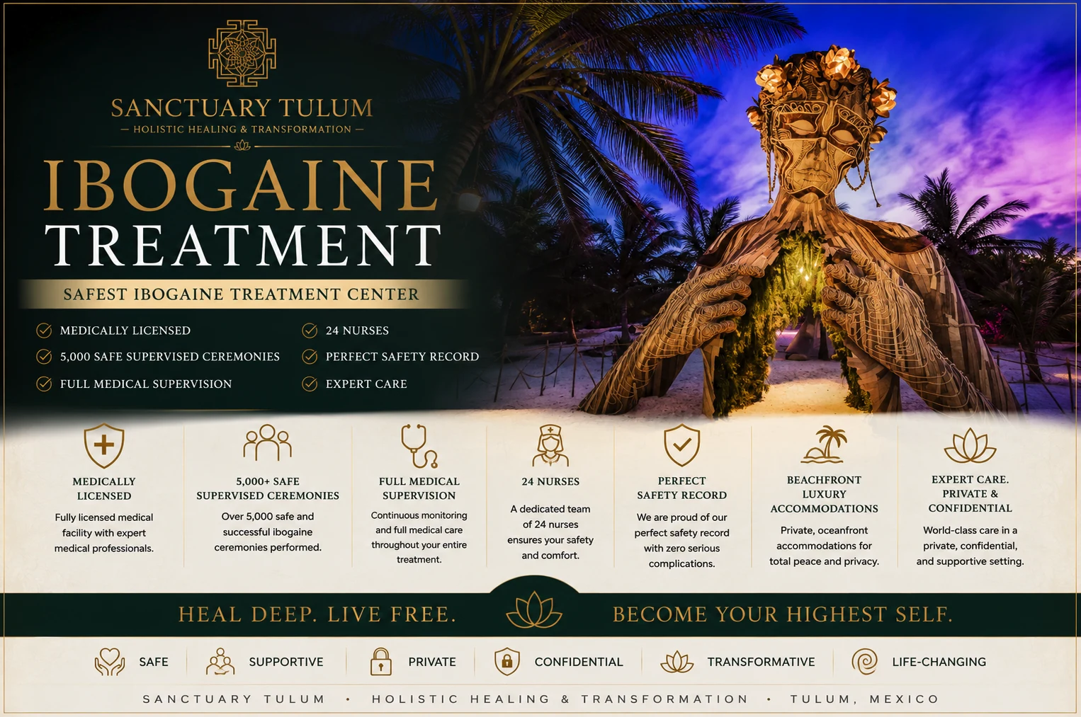 Physician-Led Ibogaine Treatment at Sanctuary Tulum Ibogaine treatment at Sanctuary Tulum — medically supervised, physician-led, licensed since 2011