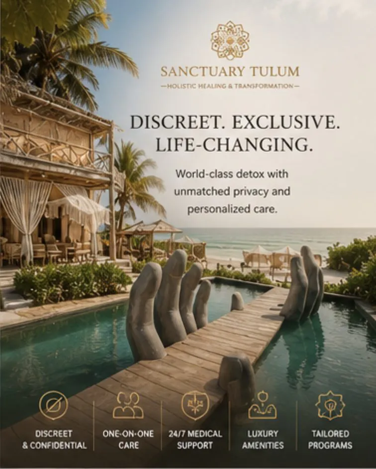 Luxury accommodations and private pool at Sanctuary Tulum — discreet, exclusive, life-changing detox experience