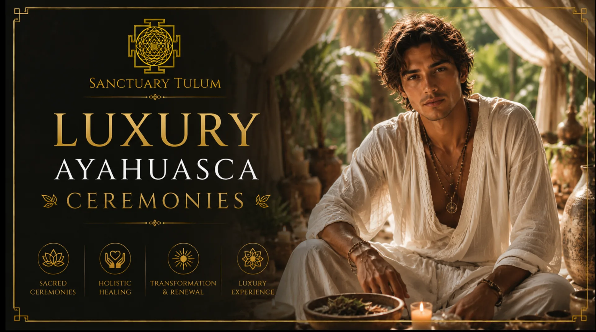 Guest preparing for a private, medically supervised ayahuasca ceremony at Sanctuary Tulum in Tulum, Mexico