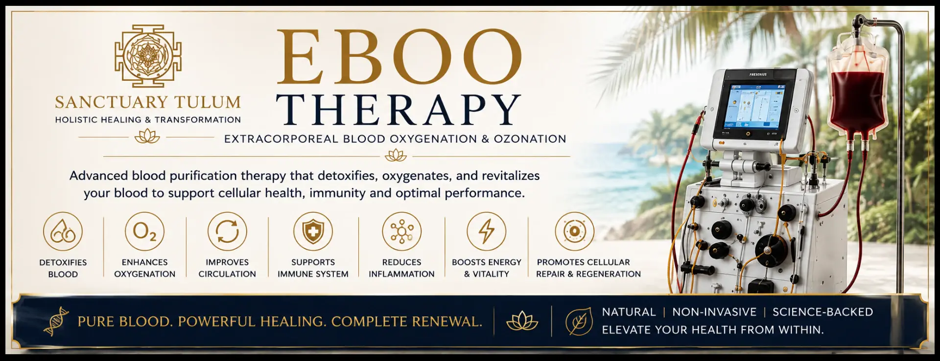 EBOO therapy benefits — extracorporeal blood oxygenation and ozonation at Sanctuary Tulum