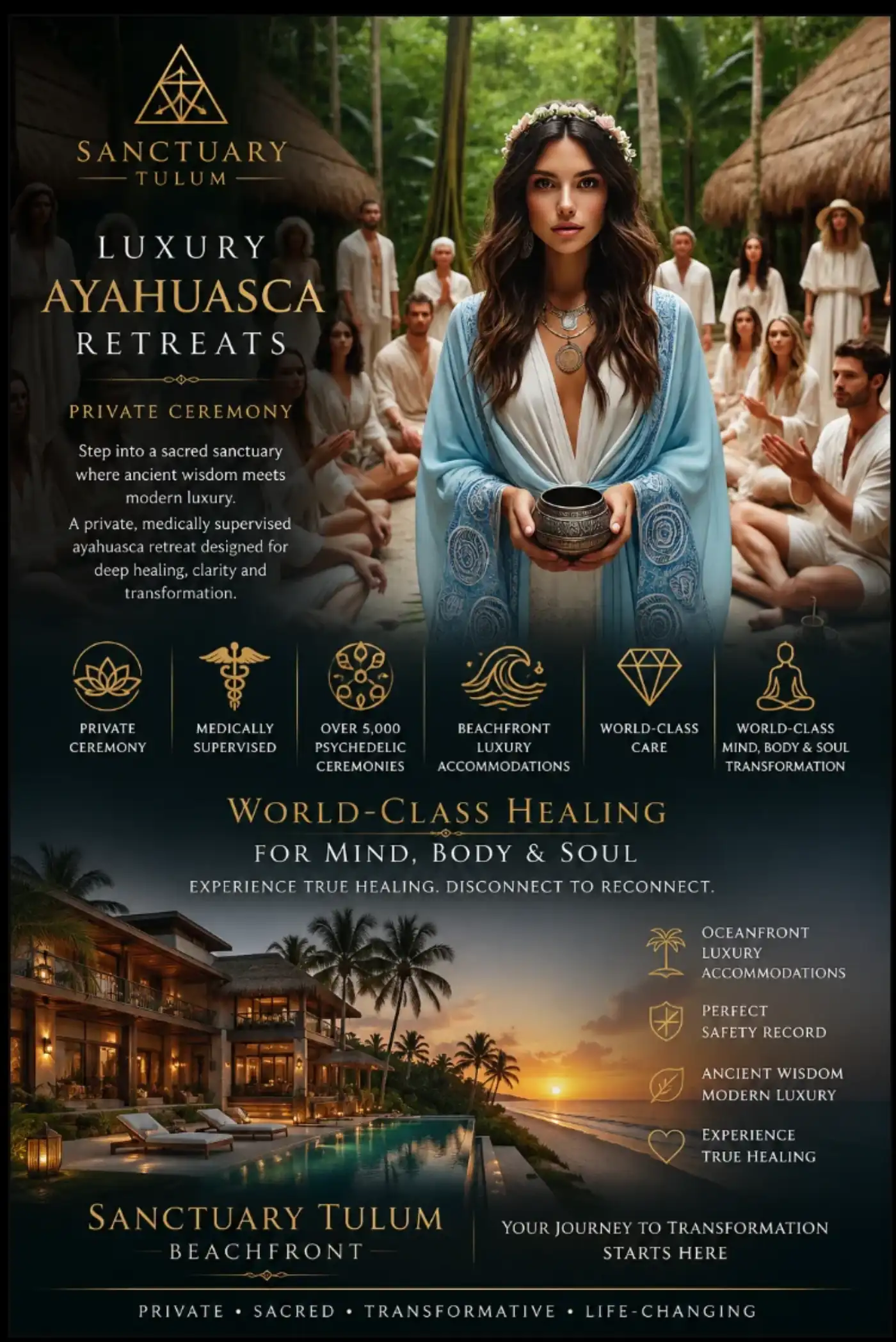 Luxury private ayahuasca retreat ceremony at Sanctuary Tulum