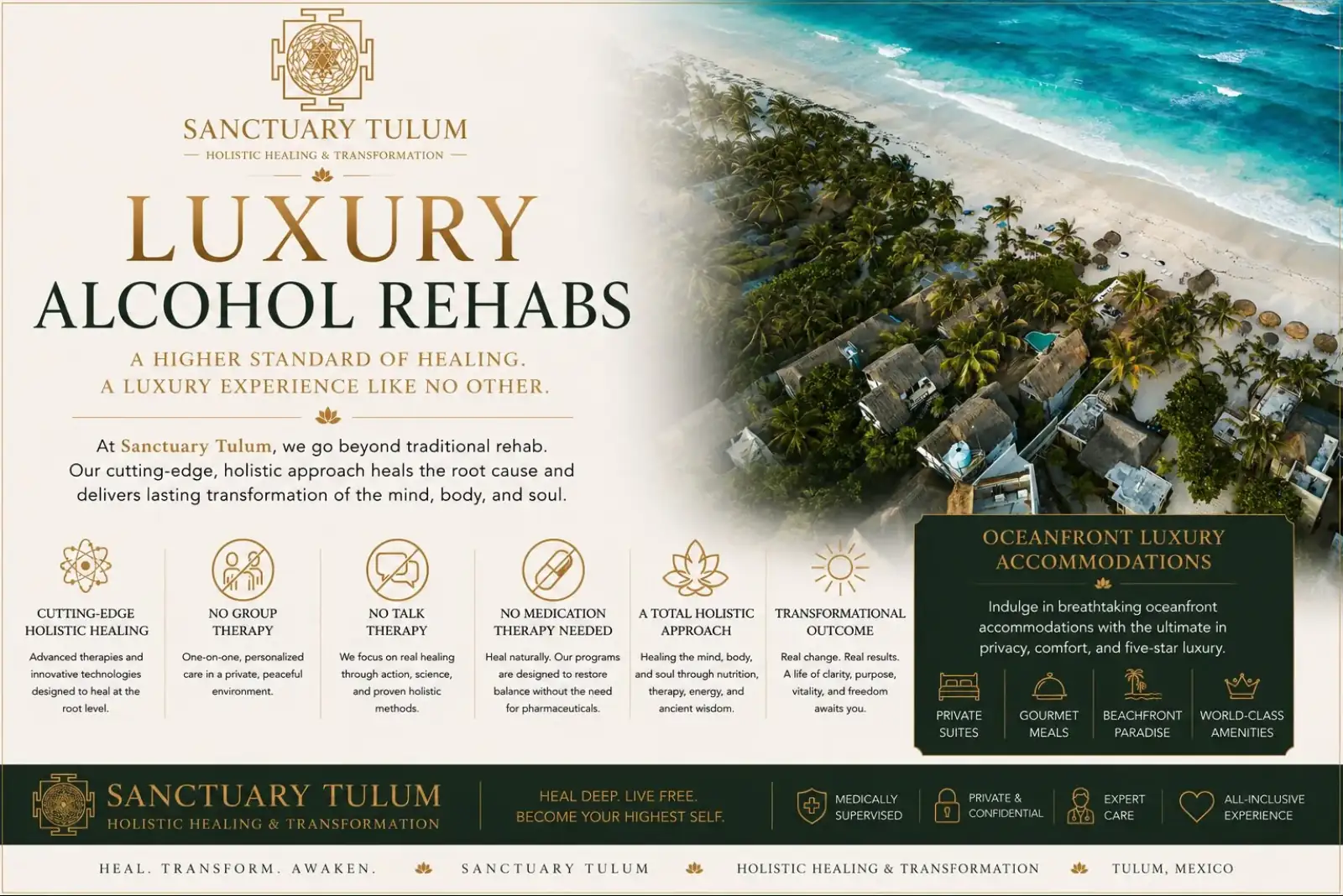 High-end oceanfront alcohol rehab facility in Tulum
