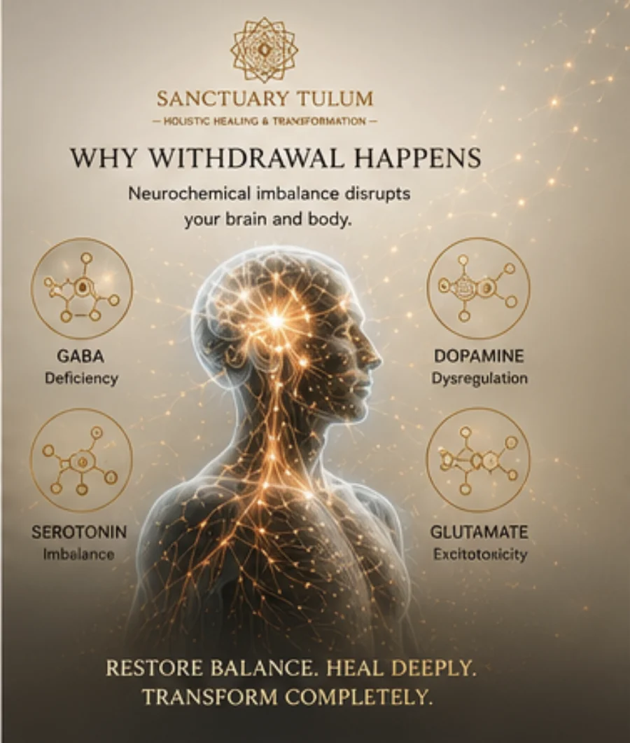 Why withdrawal happens: GABA, dopamine, serotonin and glutamate imbalance explained by Sanctuary Tulum