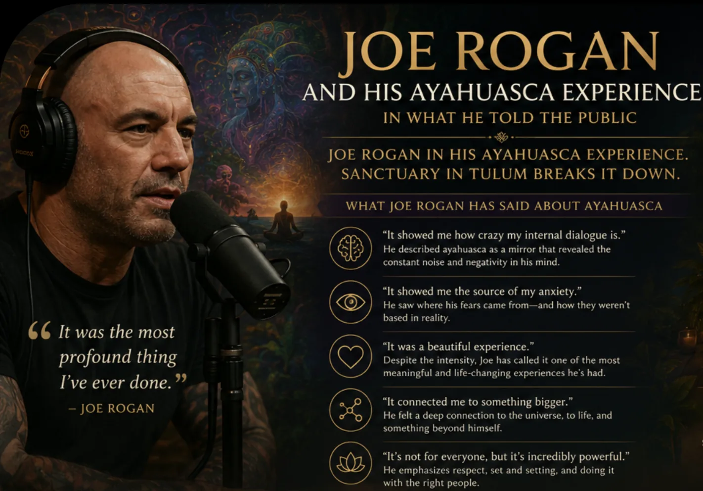 What Joe Rogan has said about ayahuasca ceremonies — five recurring quotes and themes
