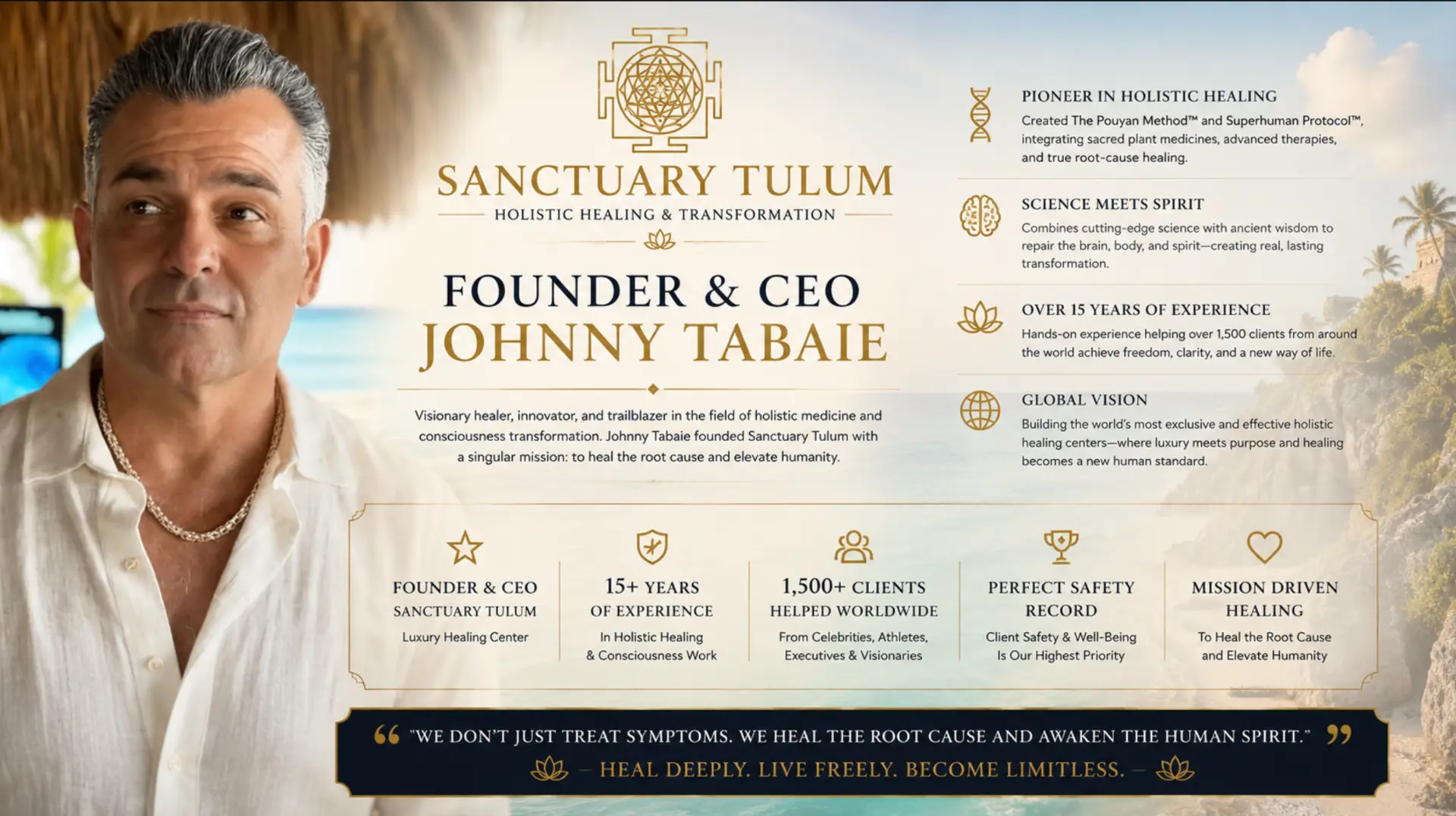 Johnny Tabaie, Founder & CEO of Sanctuary Tulum — visionary healer, innovator, and pioneer in holistic psychedelic healing