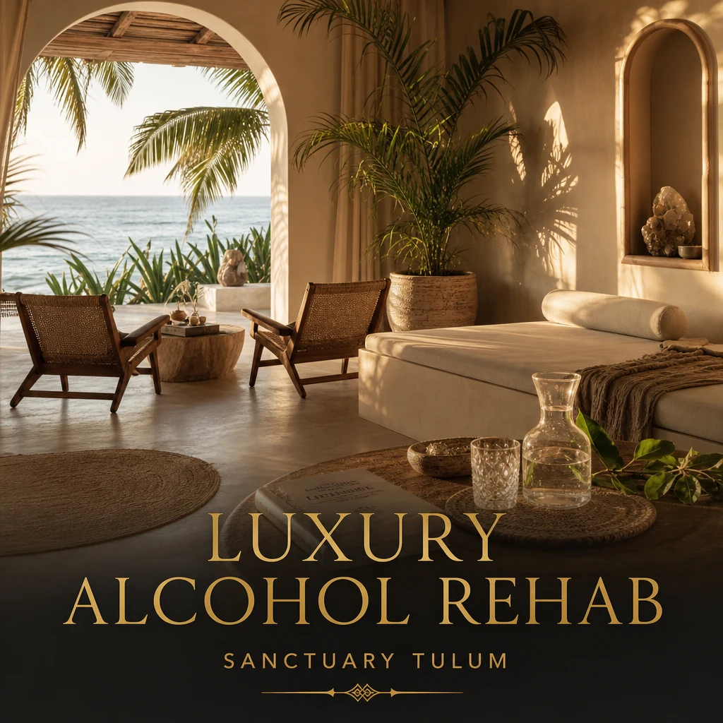 Luxury Alcohol Rehab tile — non-12-step alcohol recovery in a private setting at Sanctuary Tulum